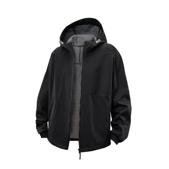Herren Wasserdichte Softshell-Kapuzenjacke mit Fleece-Innenfutter, winddicht und mit Brustreißverschluss Nord Taschen