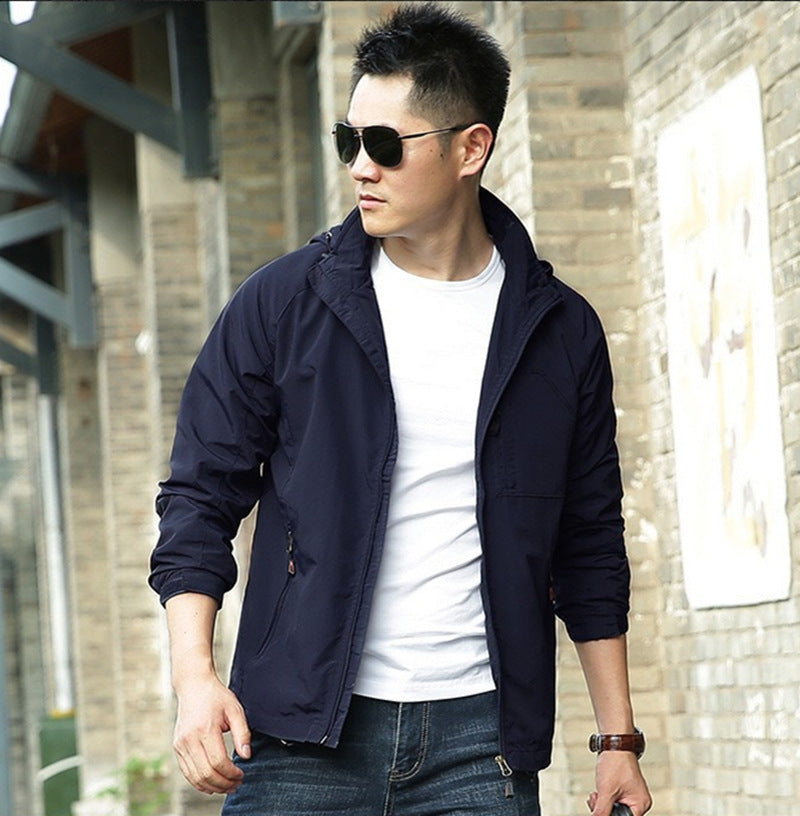 Herren leichter winddichter Shell‑Hoodie mit Mesh‑Futter, Kapuze und verstellbarem Saum Nord Taschen