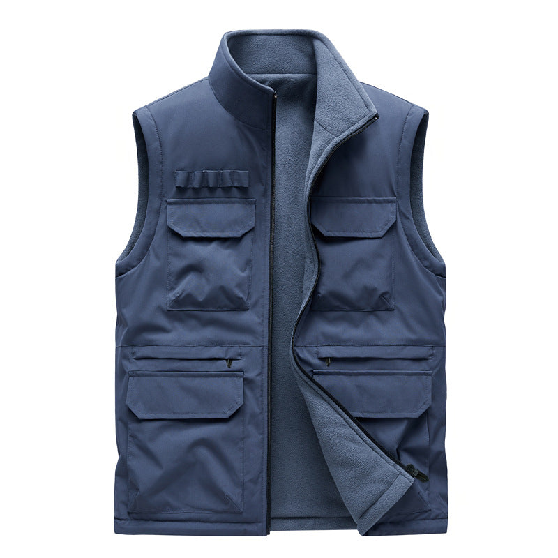 Herren Outdoor-Utilityweste mit acht Multifunktionstaschen, robustem Baumwollmix und Windschutzkragen Nord Taschen