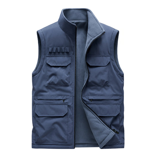 Herren Outdoor-Utilityweste mit acht Multifunktionstaschen, robustem Baumwollmix und Windschutzkragen Nord Taschen