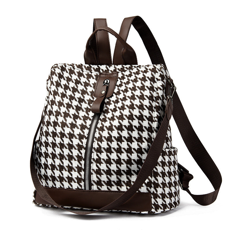 Damen Rucksacktasche mit stilvollem Hahnentrittmuster Nord Taschen