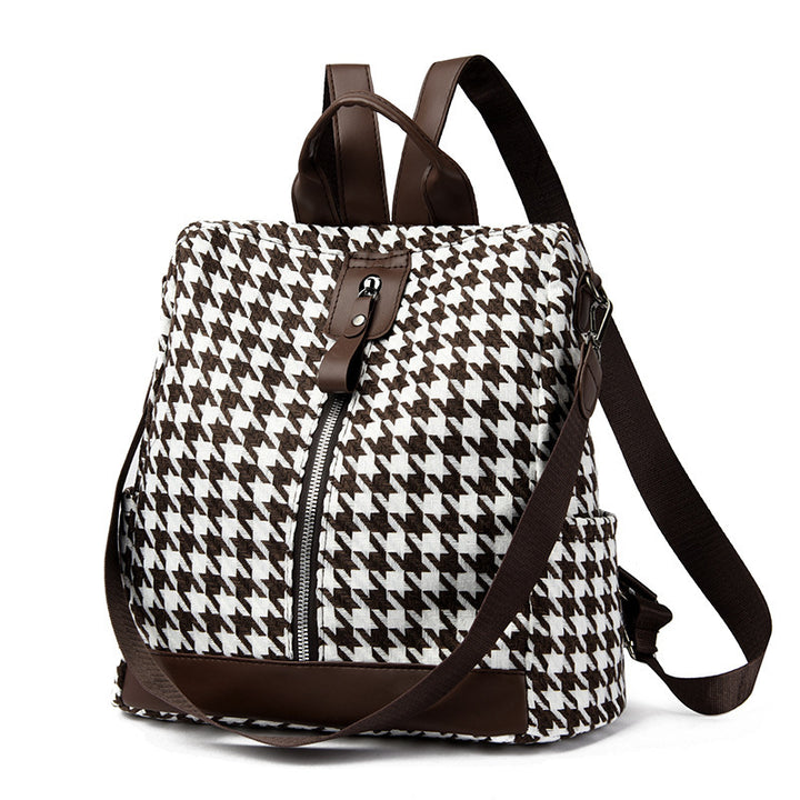 Damen Rucksacktasche mit stilvollem Hahnentrittmuster Nord Taschen