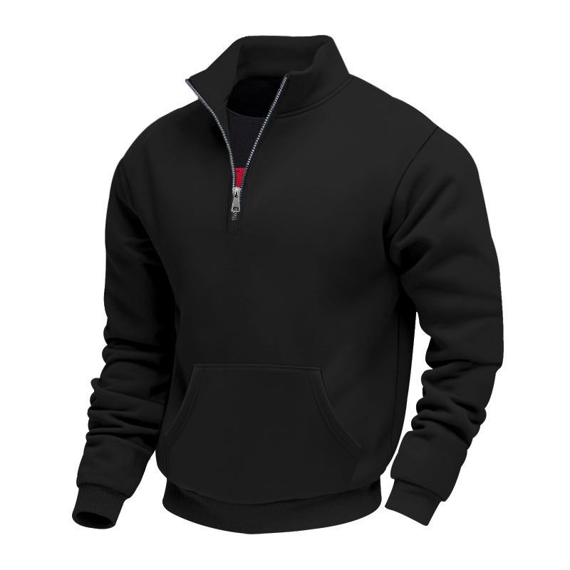 Herren Halbzip-Sweatshirt mit Stehkragen, Kängurutasche und Rippbündchen Nord Taschen