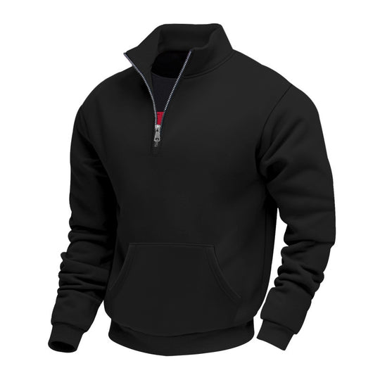 Herren Halbzip-Sweatshirt mit Stehkragen, Kängurutasche und Rippbündchen Nord Taschen