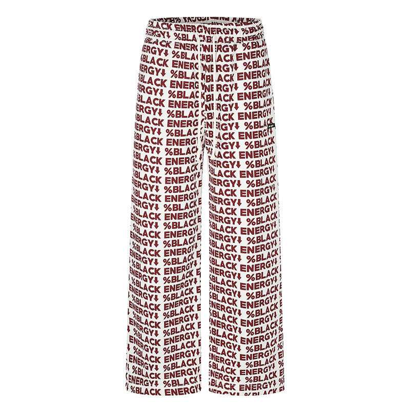 Damen Weite Palazzo-Loungehose mit Tunnelzug, Allover-Logoprint und elastischem Komfortbund Nord Taschen