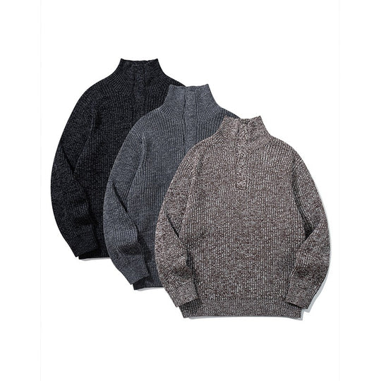 Unisex Grobgestrickter Halfzip-Pullover mit Stehkragen und markanter Rippenstruktur Nord Taschen