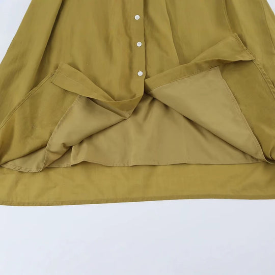 Damen Ärmelloses Hemdblusenkleid mit Kellerfalten, durchgehender Knopfleiste und Taillengürtel Nord Taschen