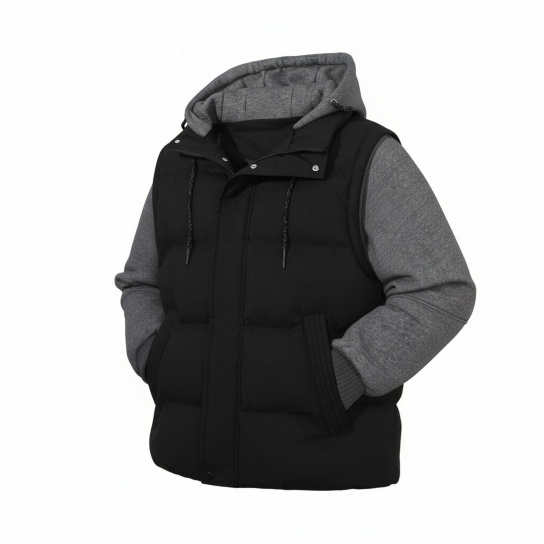 Herren Gepolsterte Hybrid-Kapuzenweste mit Sweatärmeln und Steppkörper Nord Taschen