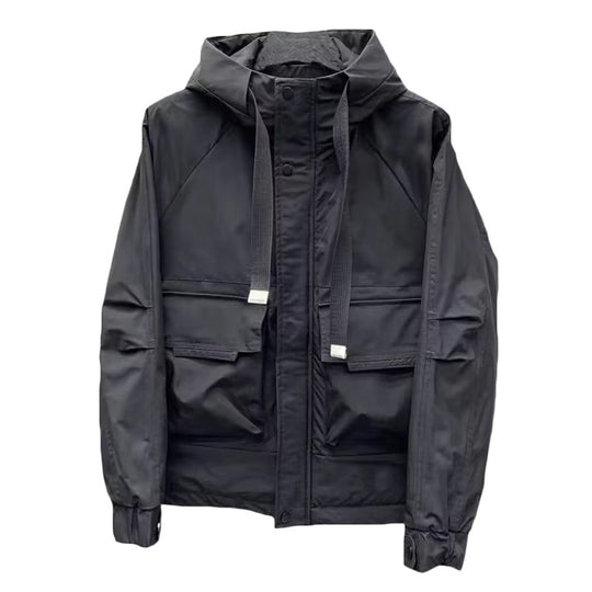 Herren Leichte Utility-Jacke mit Kapuze, mehreren Pattentaschen und verdecktem Reißverschluss Nord Taschen
