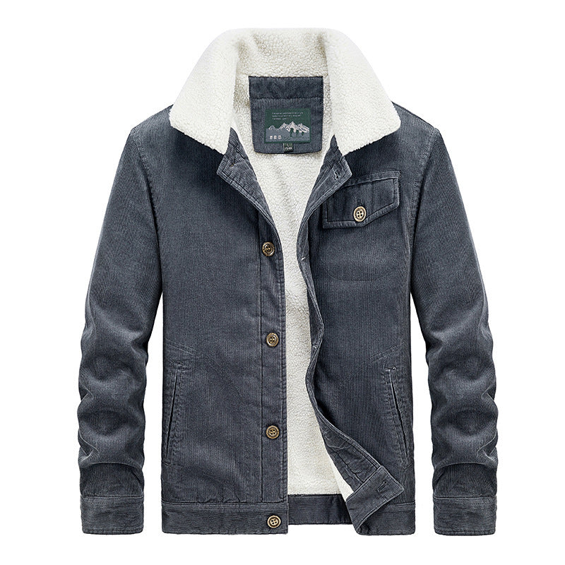 Herren Baumwoll-Cordjacke im Worker-Blouson mit wärmender Sherpa-Innenausstattung Nord Taschen