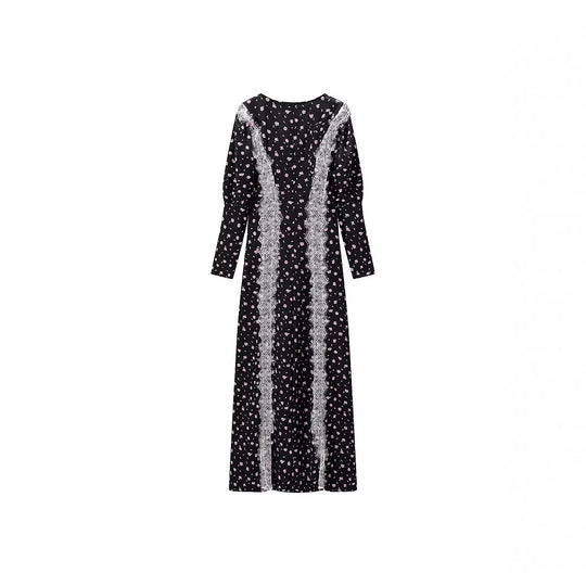 Damen Maxikleid mit Spitzenbesatz und floralem Alloverprint Nord Taschen