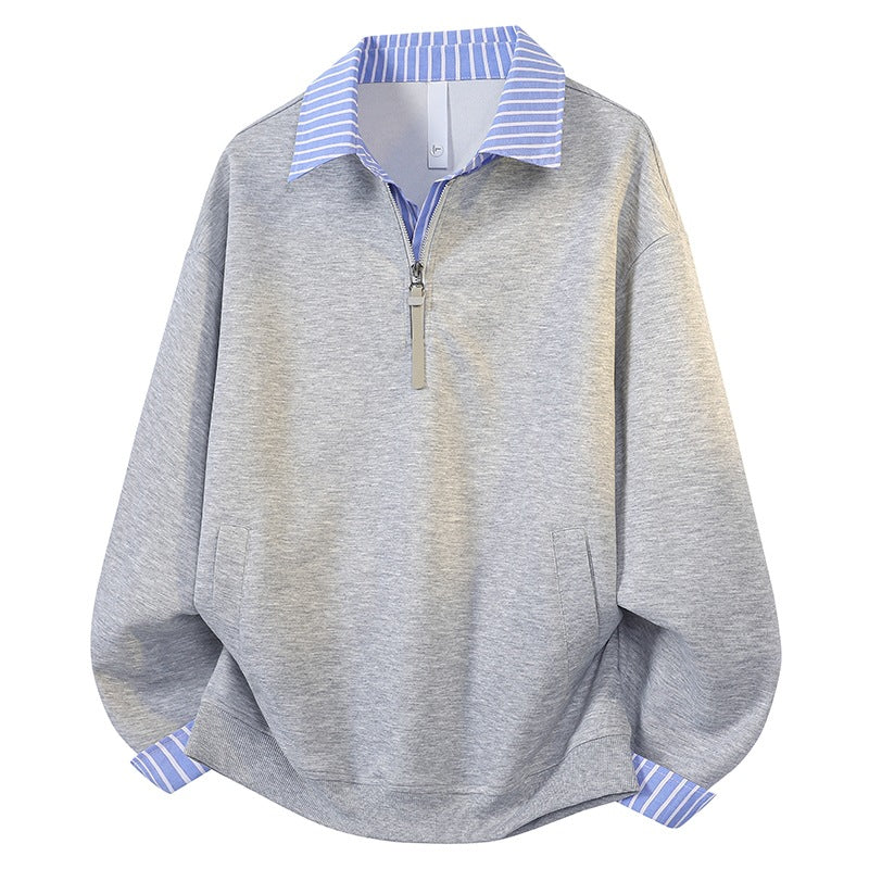 Damen Oversize-Sweatshirt mit Hemdkragen & Halbzip im Lagenlook Nord Taschen