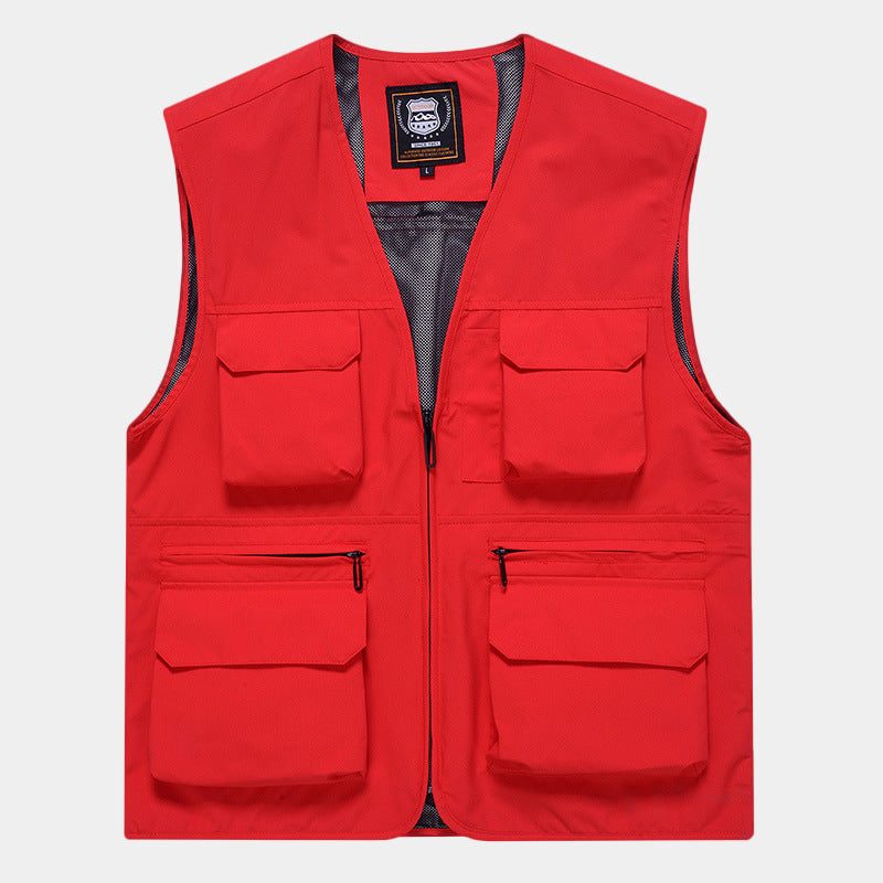 Herren Multifunktionale Utility‑Weste aus technischem Canvas mit Mesh‑Futter und Frontreißverschluss Nord Taschen