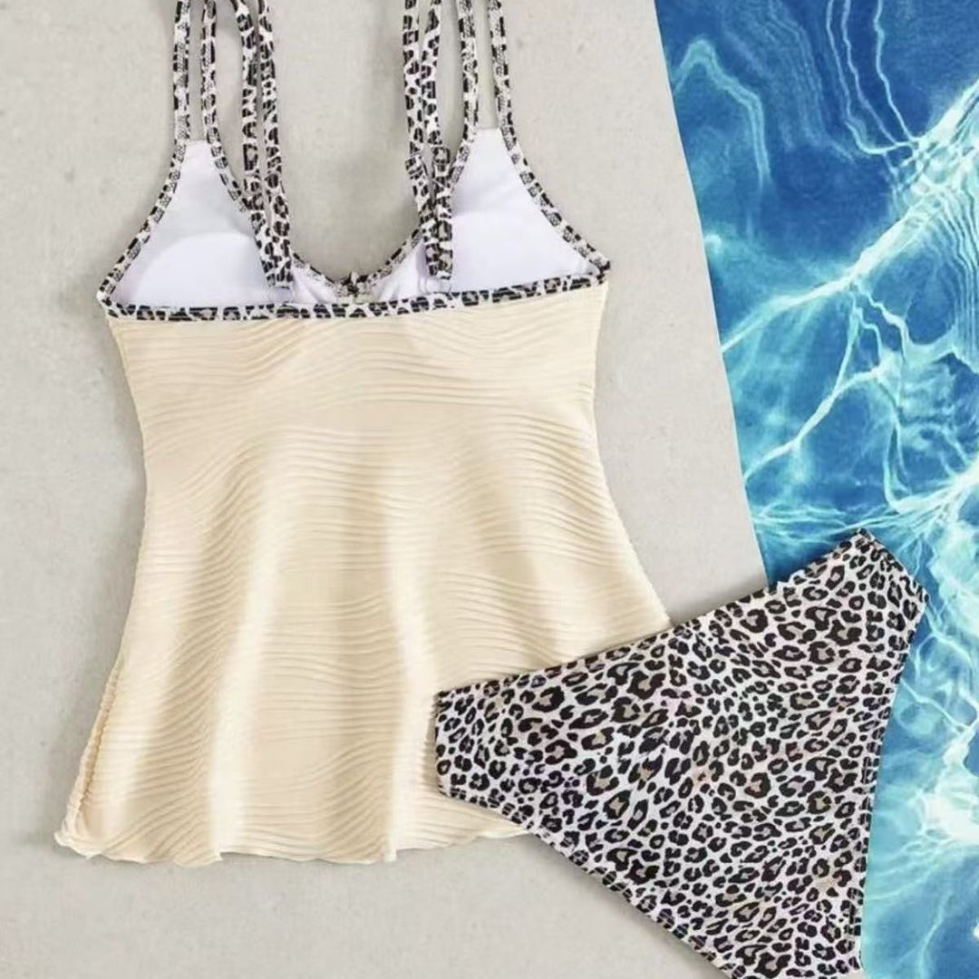 Damen Tankini mit gerafftem Oberteil und verspieltem Kordelzug