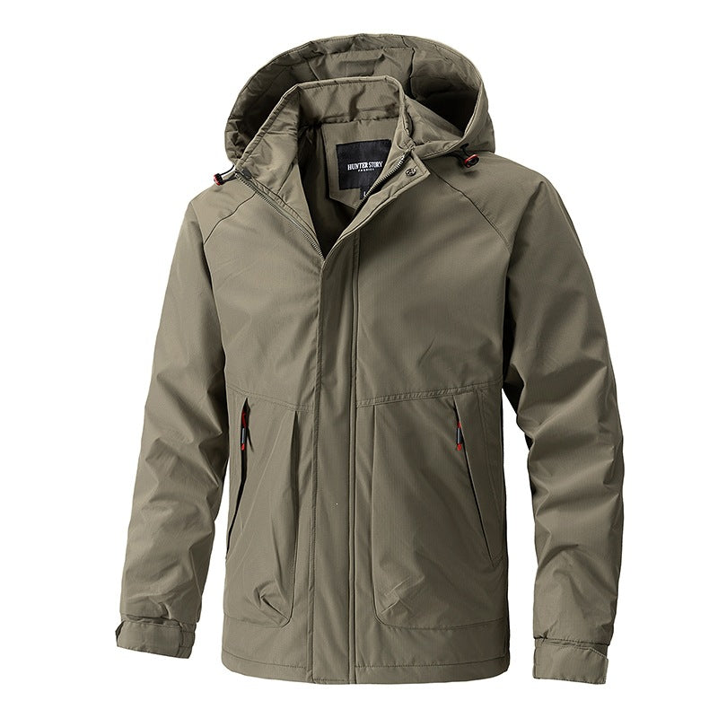 Herren Wasserabweisende Kapuzen‑Übergangsjacke mit Thermofutter, Utility‑Taschen & verstellbaren Manschetten Nord Taschen