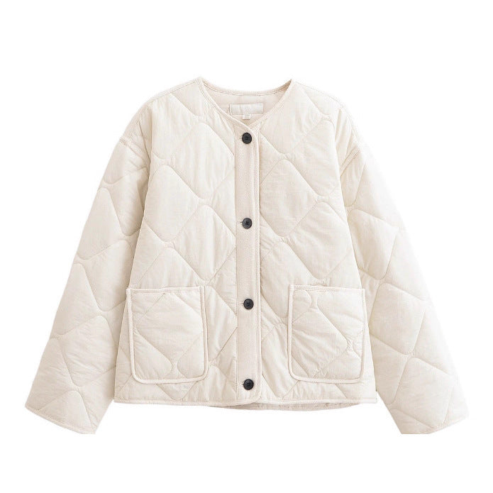 Damen 20+ gesteppte Overshirt-Jacke mit Rundhals, durchgehender Knopfleiste und aufgesetzten Taschen Nord Taschen