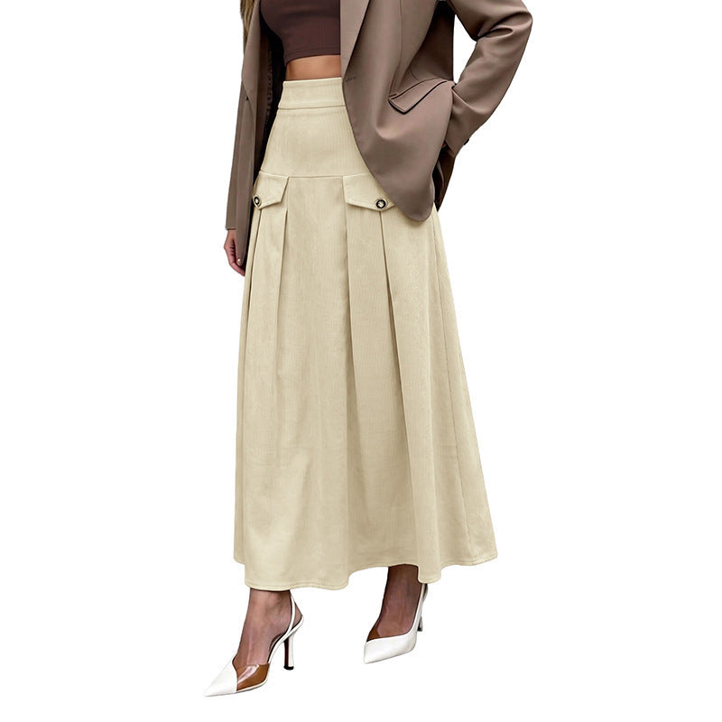 Damen Eleganter Plisseerock mit tiefem Bund und Taschen Nord Taschen