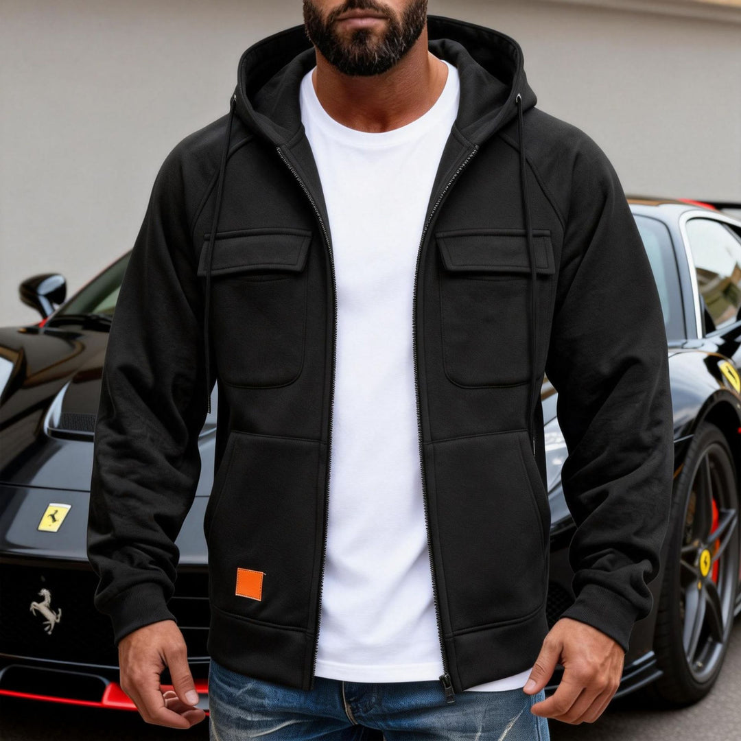 Herren Kapuzenjacke mit durchgehendem Reißverschluss, Brustklappen und moderner Slim‑Fit-Silhouette Nord Taschen