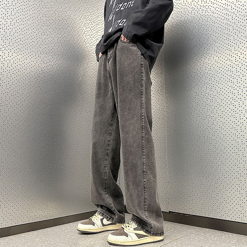 Herren Weite Vintage-Denim-Hose im Baggy‑Straßenstyle mit vorderer Bügelfalte Nord Taschen