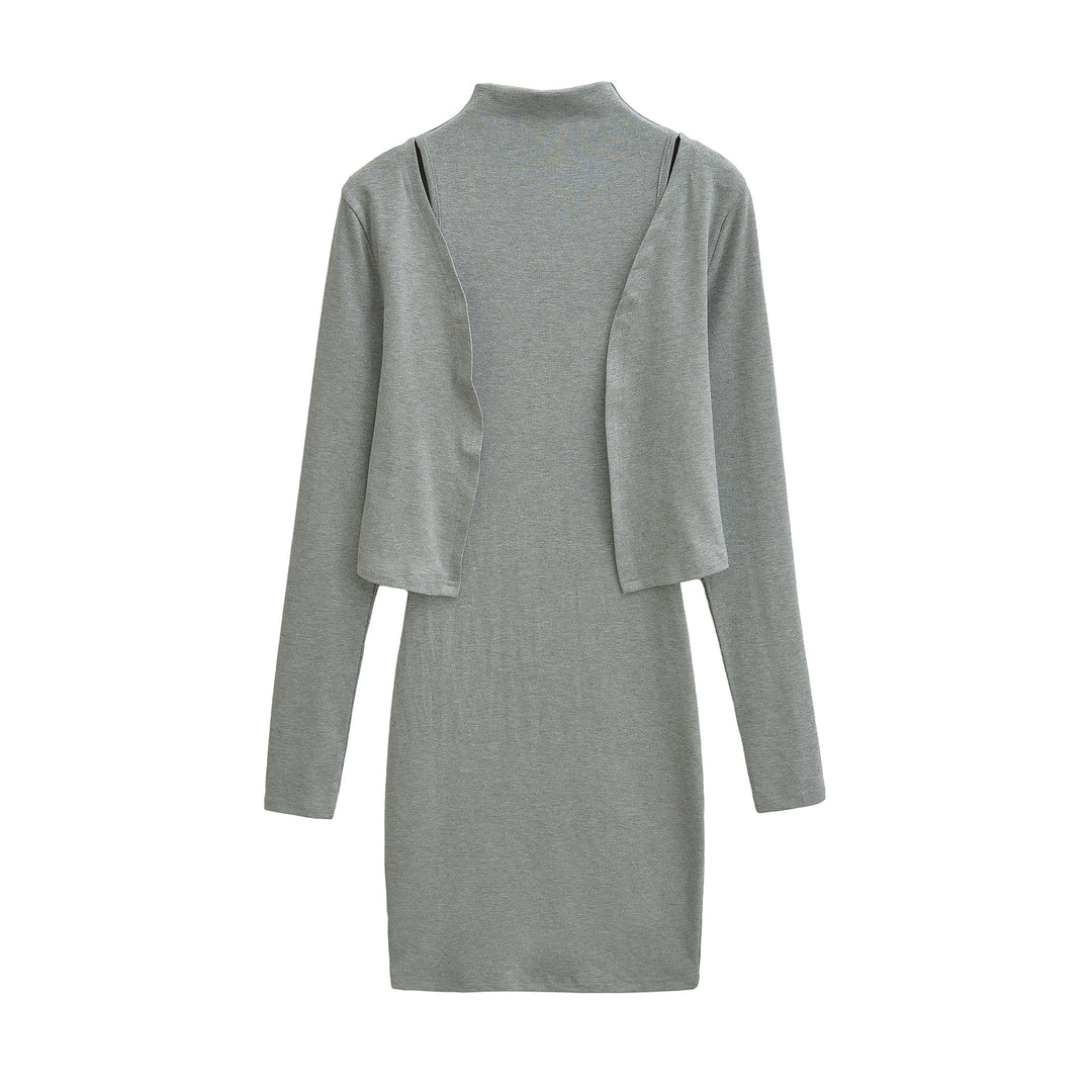 Damen Figurnahes Midikleid mit integriertem Bolero und Stehkragen Nord Taschen