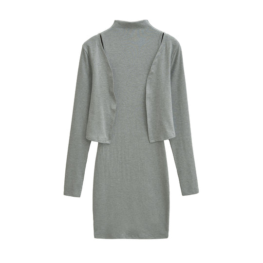 Damen Figurnahes Midikleid mit integriertem Bolero und Stehkragen Nord Taschen