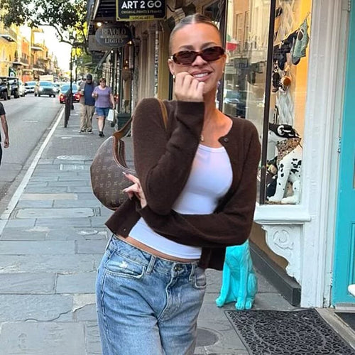 Damen Rundhals-Cardigan mit Knopfleiste und feiner Rippkante Nord Taschen