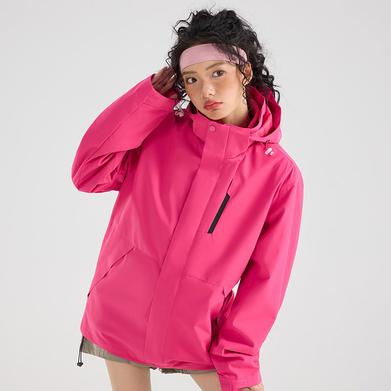 Damen Leichte wasserdichte Parka-Kapuzenjacke mit versiegelten Nähten und Kordelzug Nord Taschen