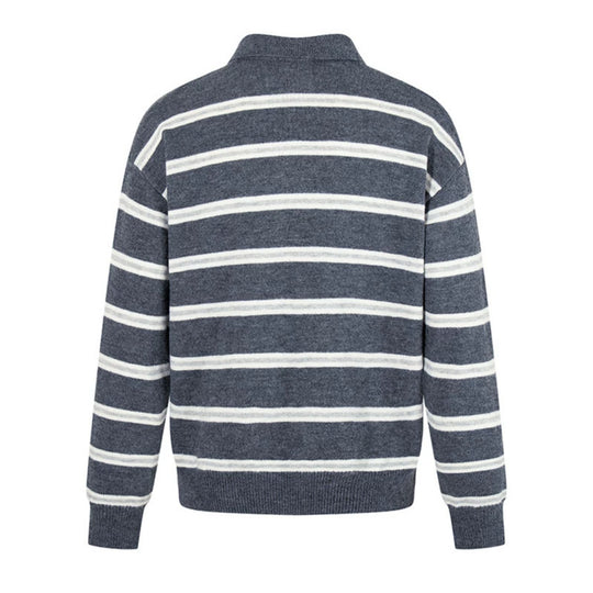 Herren Strick-Poloshirt mit Streifenmuster, Polokragen und Knopfleiste Nord Taschen