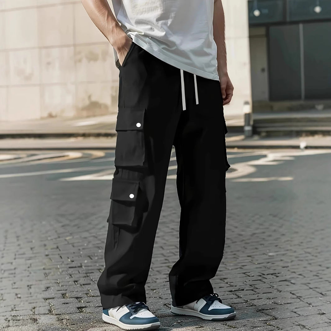 Herren Locker sitzende Cargo-Hose mit mehreren Klapp- und Utility-Taschen & Kordelzugbund Nord Taschen