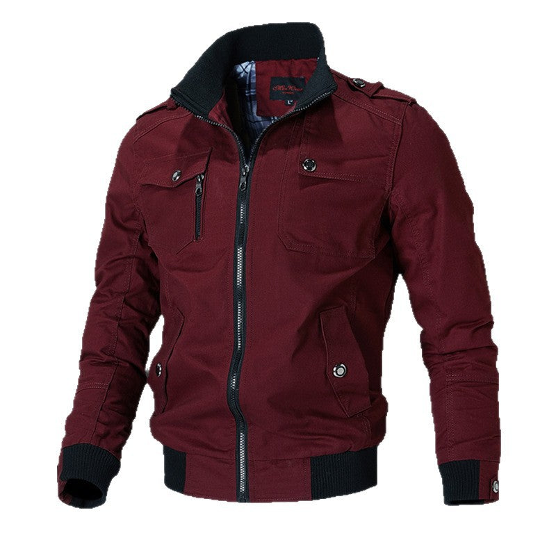 Herren Leichte Canvas-Fieldjacke mit Reißverschluss und Schulterklappen Nord Taschen
