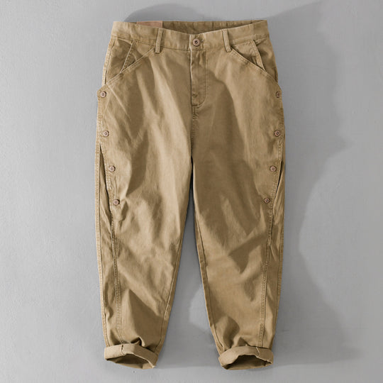 Herren lässige konische Hose mit seitlicher Knopfleiste und Umschlag Nord Taschen