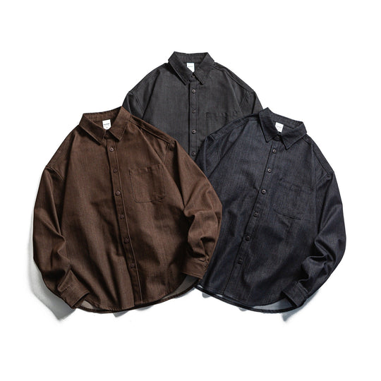 Herren Boxy Hemdjacke aus robustem Twill mit abgerundetem Saum Nord Taschen