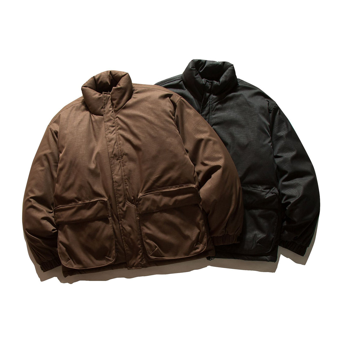 Unisex Boxy-gefüllte Pufferjacke mit hohem Stehkragen und Utility‑Taschen Nord Taschen