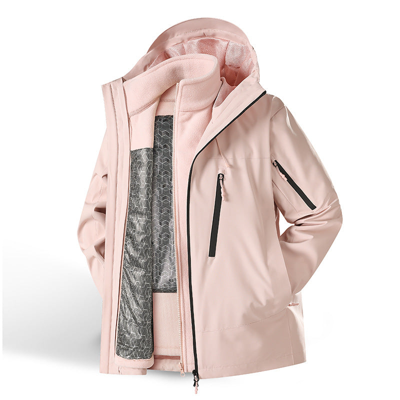 Damen Zweiteiliges wasserdichtes Funktionsjacken-Set mit herausnehmbarer Fleece-Innenjacke Nord Taschen