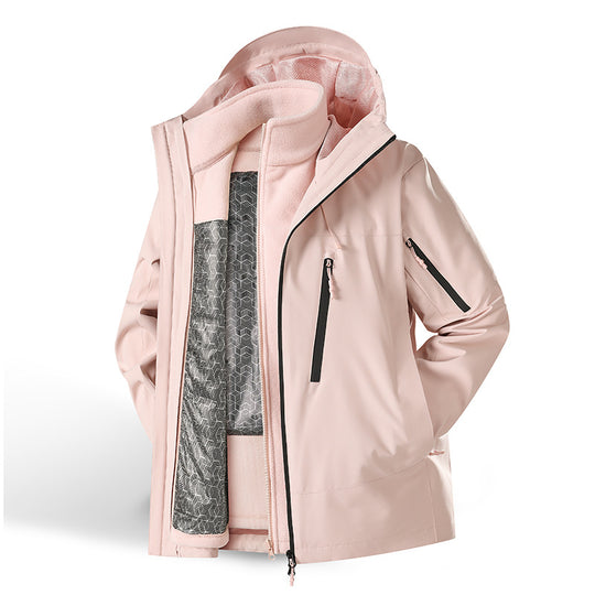 Damen Zweiteiliges wasserdichtes Funktionsjacken-Set mit herausnehmbarer Fleece-Innenjacke Nord Taschen