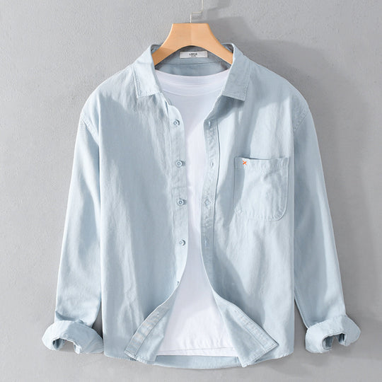 Herren Leichtes Baumwoll-Overshirt im Relaxed-Fit mit Brusttasche Nord Taschen