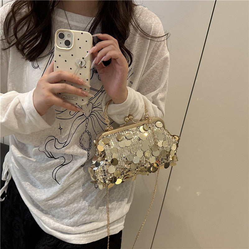 Damen glamouröse Clutch Tasche mit funkelnden Pailletten Nord Taschen