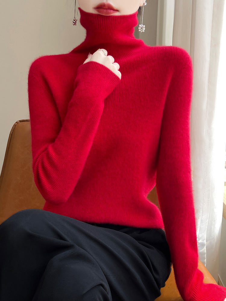Damen Schmal geschnittener Feinstrick-Rollkragenpullover mit extrafeinem Flauschfinish Nord Taschen