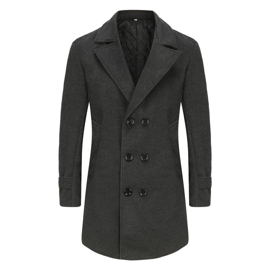 Herren Doppelreihiger City Mantel aus Wollmix mit taillierter Silhouette Nord Taschen