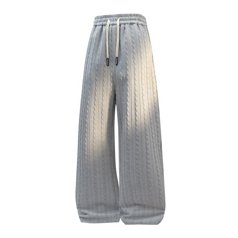 Damen Weite Strick-Loungehose mit Zopfmuster, Kordelbund & Relaxed-Silhouette Nord Taschen