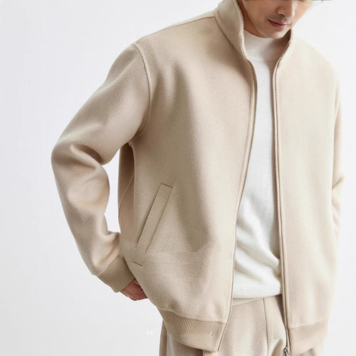 Herren Reißverschluss-Wollblouson mit Stehkragen Nord Taschen