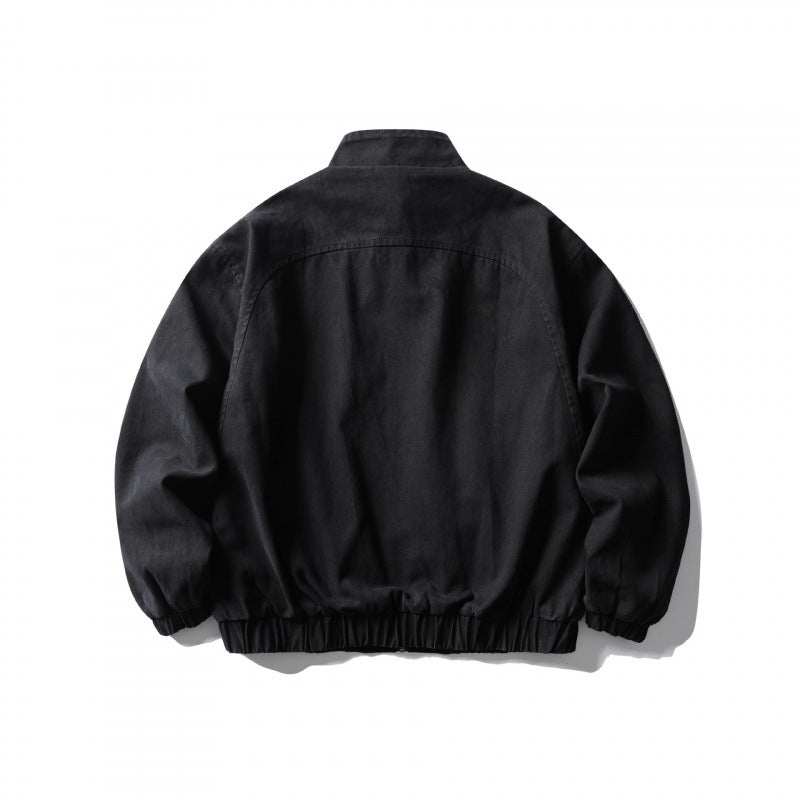 Unisex Kastenförmige Zip-Blousonjacke aus Canvas mit Stehkragen, schrägen Reißverschlusstaschen und elastischem Saum Nord Taschen