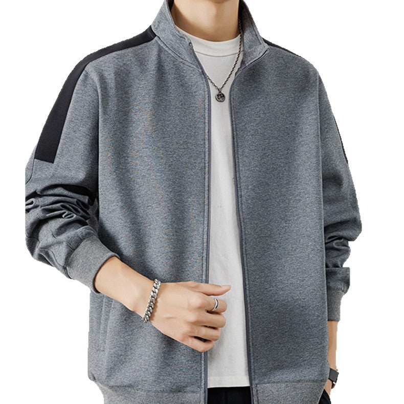 Herren Leichte Zip‑Trainingsjacke im Minimalstil mit Stehkragen und Kontrastpaspel Nord Taschen
