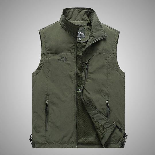 Herren Multifunktionale Utility-Weste mit Stehkragen, Reißverschlusstaschen und atmungsaktivem Meshfutter Nord Taschen