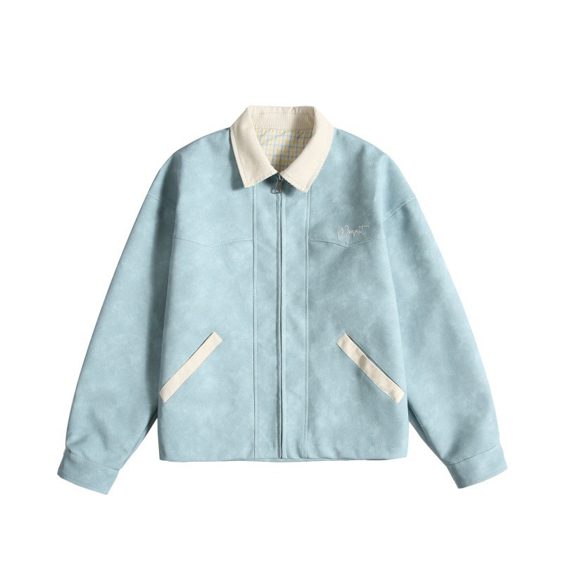 Damen Oversize Wildleder‑Optik Bomberjacke mit Cordkragen und verdecktem Reißverschluss Nord Taschen