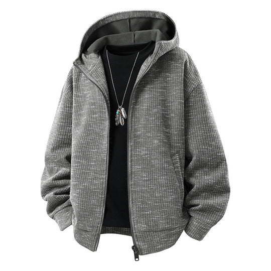 Herren Gepolsterte Strickoptik‑Kapuzenjacke mit Thermofutter und Zwei‑Wege‑Reißverschluss Nord Taschen