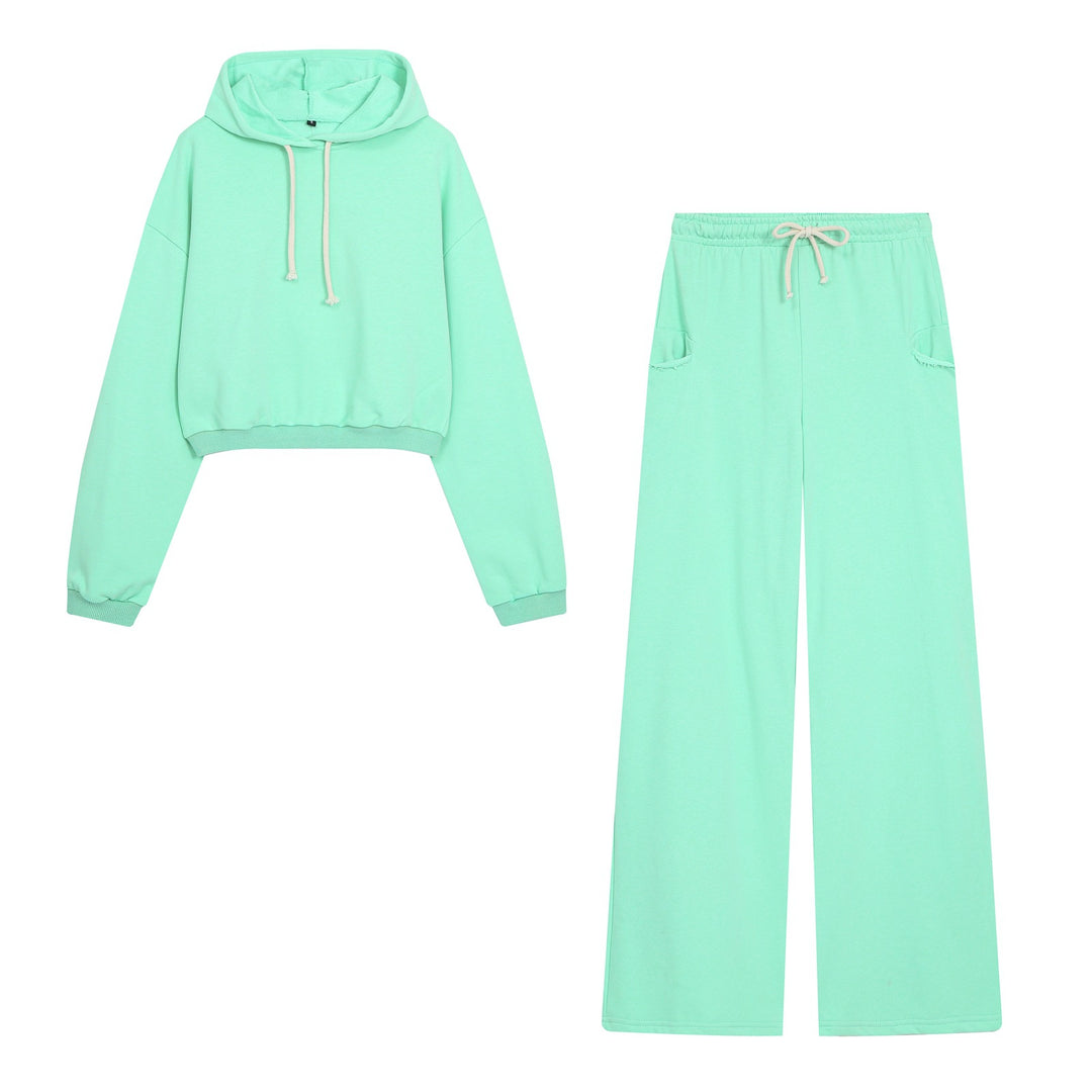 Damen Weite Jersey‑Loungehose mit Gummibund, Kordelzug und Fransen‑Taschen Nord Taschen