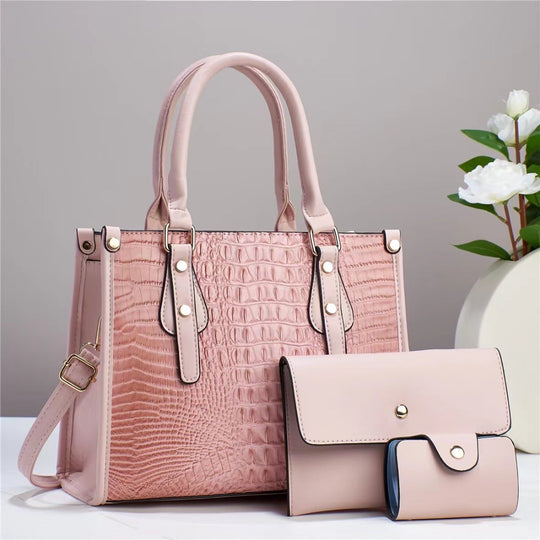Damen elegante Handtasche im edlen Krokodil-Design mit abnehmbarer Clutch und praktischer Geldbörse Nord Taschen