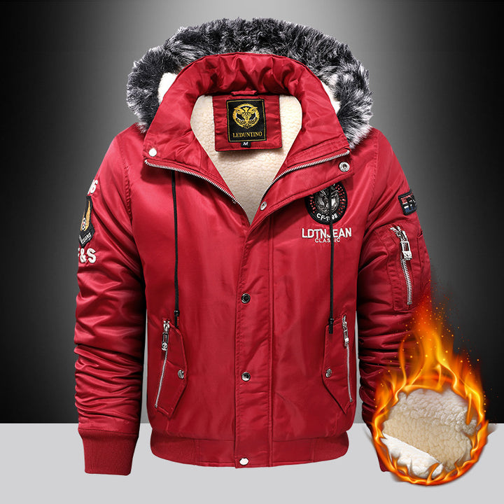 Herren  gefütterte Winterparka mit Teddyfutter, Kunstfellkapuze und multiplen Reißverschlusstaschen Nord Taschen