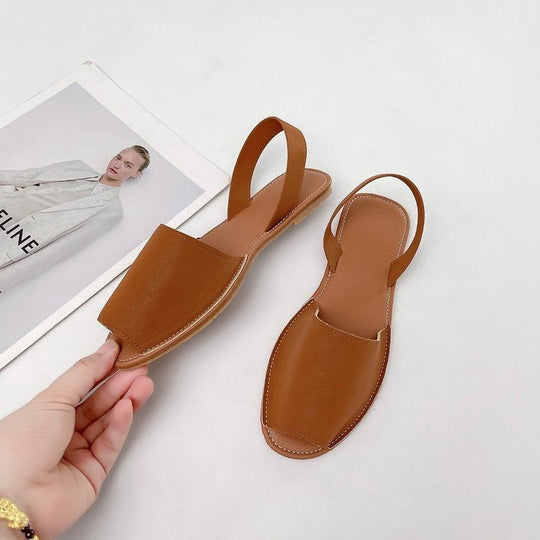 Damen Offene Slingback Sandalen aus hochwertigem Leder mit komfortablem Fußbett